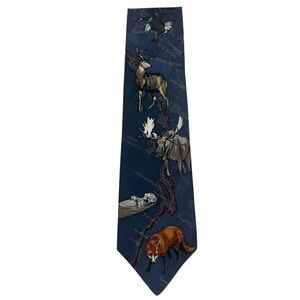 World Wildlife Fund Navy Blue Alaska Wildlife Theme Silk Tie
